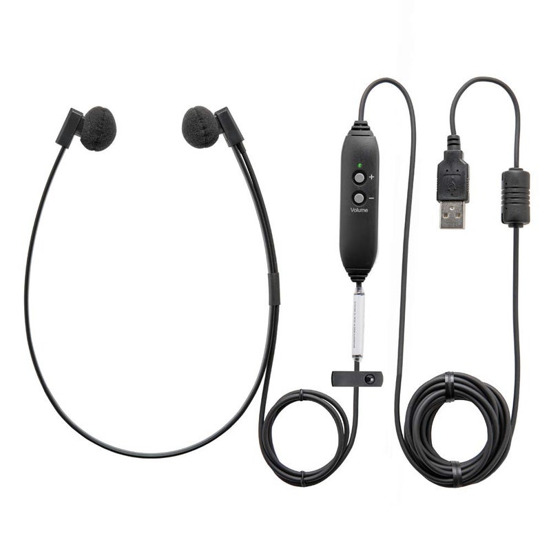 ECS Spectra USB Transcription Headset for PC with Volume Control, Under Chin Dictation Noise Cancelling Earphones | Stereo Voice Transcriber Wired Headphones, with Extra 5 Pair Ear Cushions - Image 2